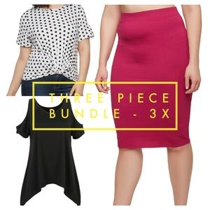 Pencil skirt polka dot tee & black cold shoulder